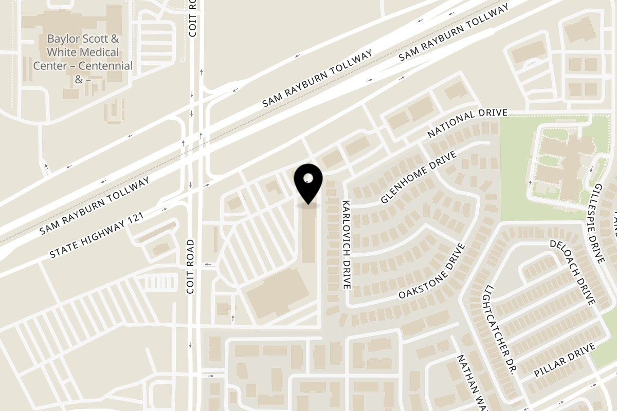 Map showing the location of Sree Shankara Vilas on 9720 Coit Rd Ste 110 in Plano